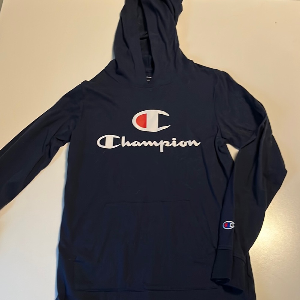 Champion long sleeve hooded t-shirt.